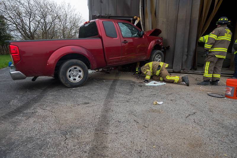 truck into building accident