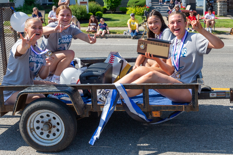 Some members of Batavia softball girls winning the Class B1 title, Batavia Memorial Day Parade