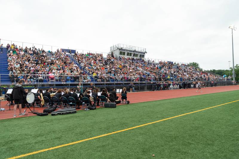 Family and friends at Vandetta Stadium along with the Batavia High School Band