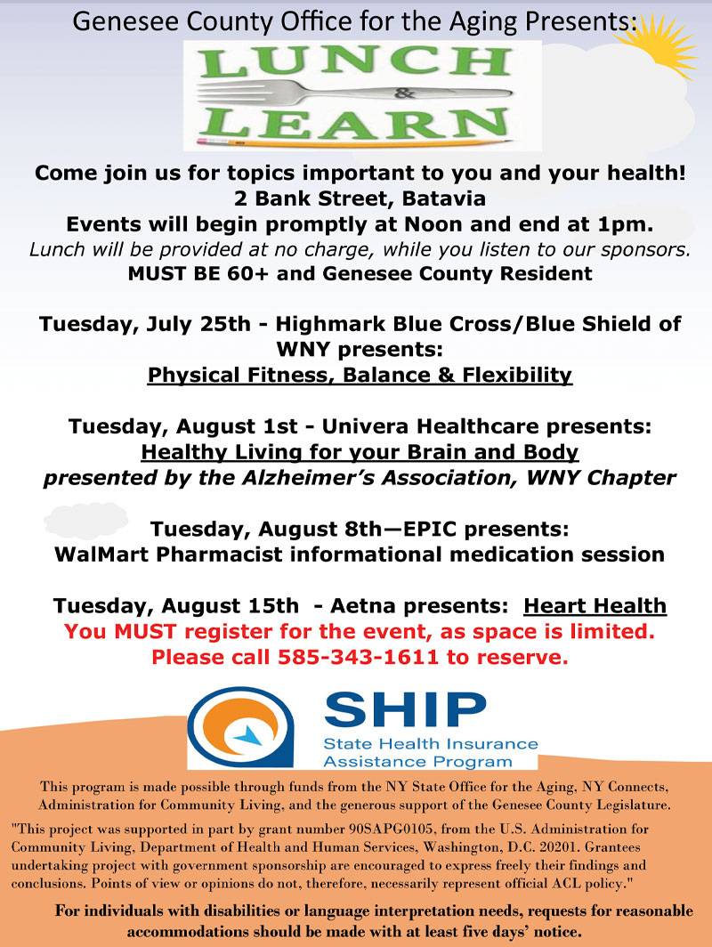 Genesee County Office of the Aging, Lunch and Learn