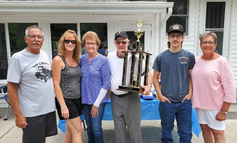 In the photo, from left, Russ Nephew, Doreen D'Imperio (David's daughter), Susan Smith (David's wife), Bill Freeman (Jeanne's husband) and Camden Baris (Jeanne and Bill's grandson).