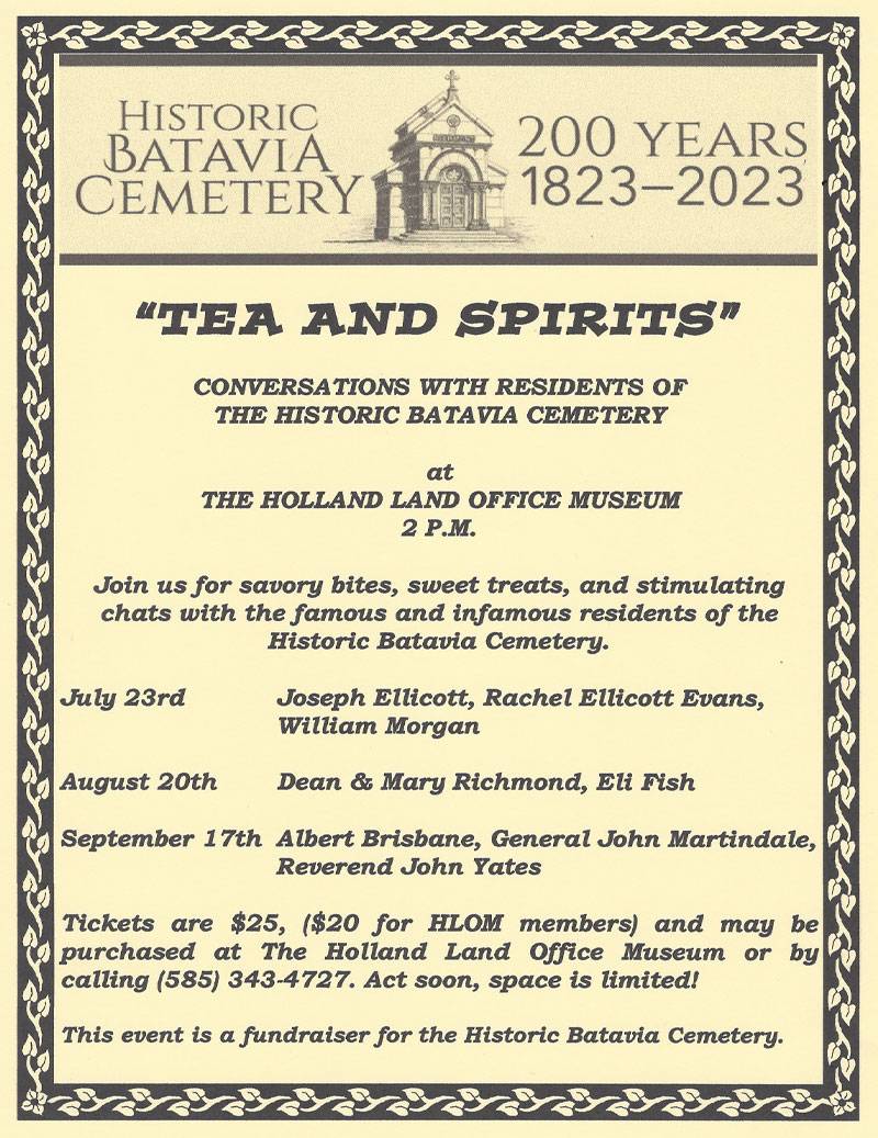 Batavia Cemetery, Tea and Spirits