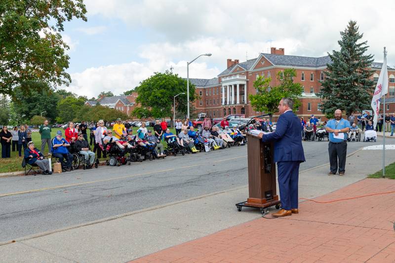 NYS Senator Goerge Borrello address the veterans at the V.A. hospital, Batavia Photo by Steve Ognibene