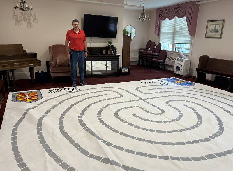 Dan Butler with labyrinth