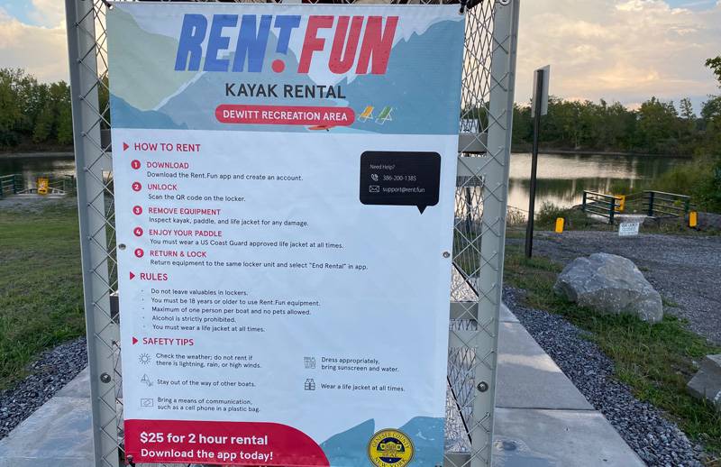 kayak rental sign