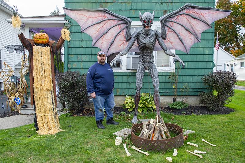 Homeowner David Raines poses in front of residence 209 bank St. - Nightmare on Bank St. Haunted house is in backyard  Photo Steve Ognibene