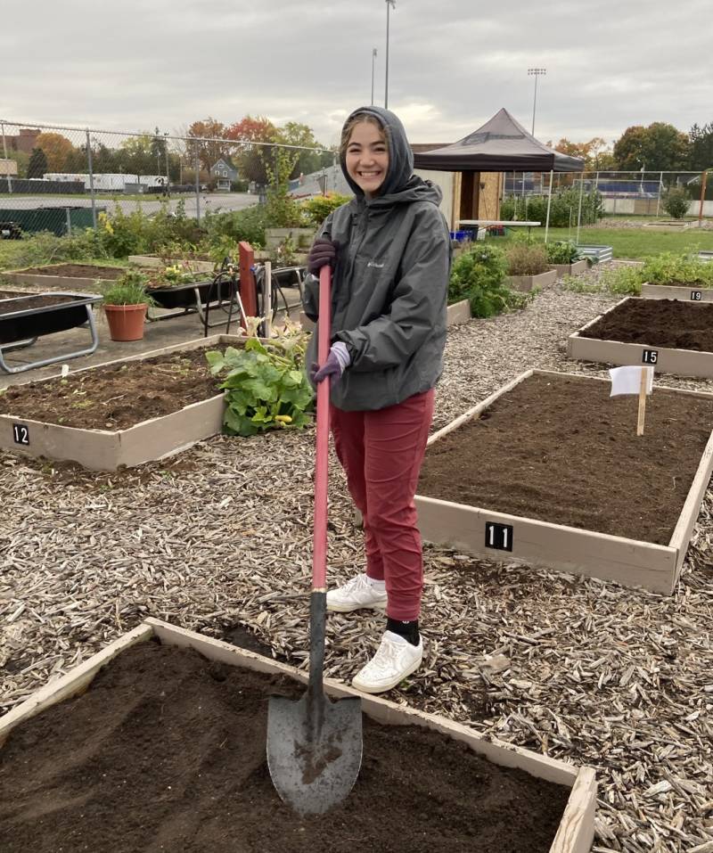 Student at garden