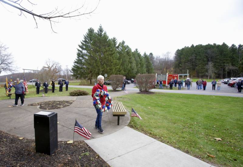 Laying of wreath at park Vets Day