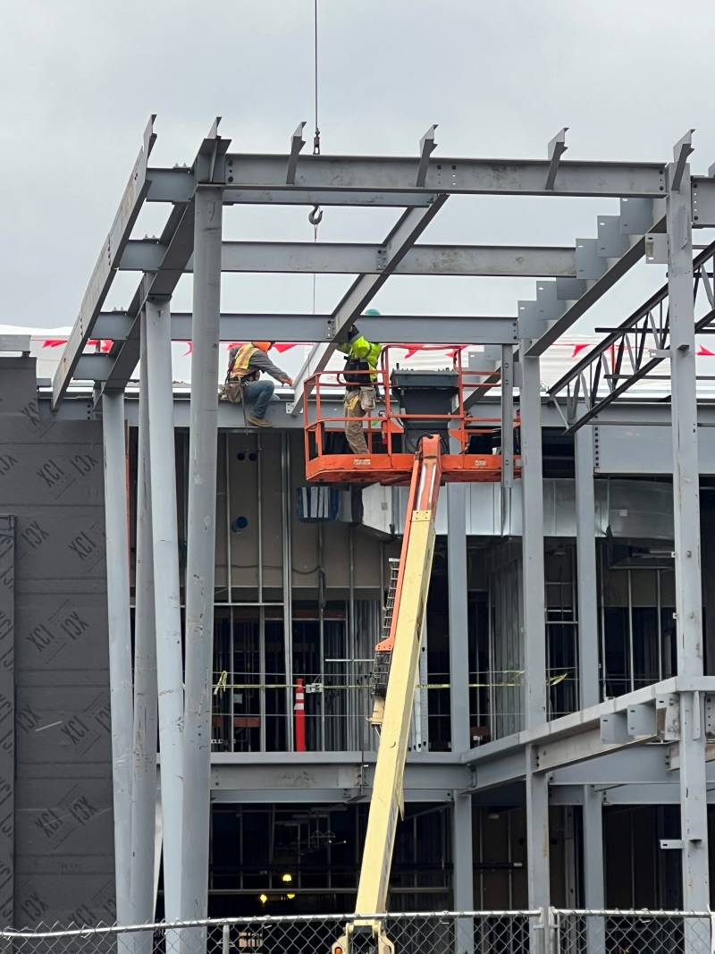 Crews with beam at healthy living