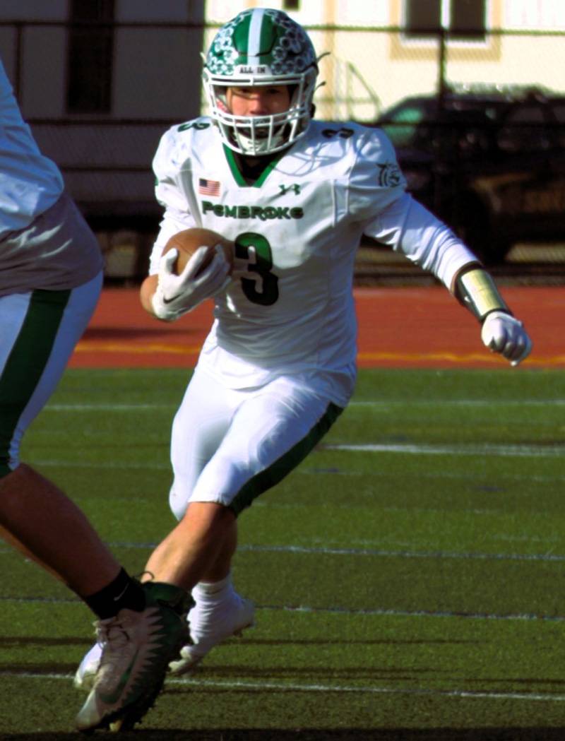 The Pembroke Dragons Varsity Football team finished  13-0 on the season with a 36-0 victory over the Section 4 Moravia Blue Devils in the NYSPHSAA 8 man championship.   1st quarter 14-0 2nd quarter 28-0 3rd quarter 36-0 4th quarter 36-0  Behind the blocking of Ben Steinberg, Jayden Mast, Jayden Bridge, Madden Perry, JJ Gabbey, Octavius Martin and Hayden Williams, The Dragons racked up over 500 yards on offense with no punts for the game. Tyson Totten ran for 401 yards and 5 touchdowns to finish the year wit