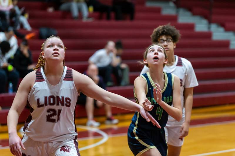 Gianna Falleti looking for the rebound. Photo by Steve Ognibene