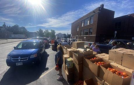 Food distribution at St. Anthony's