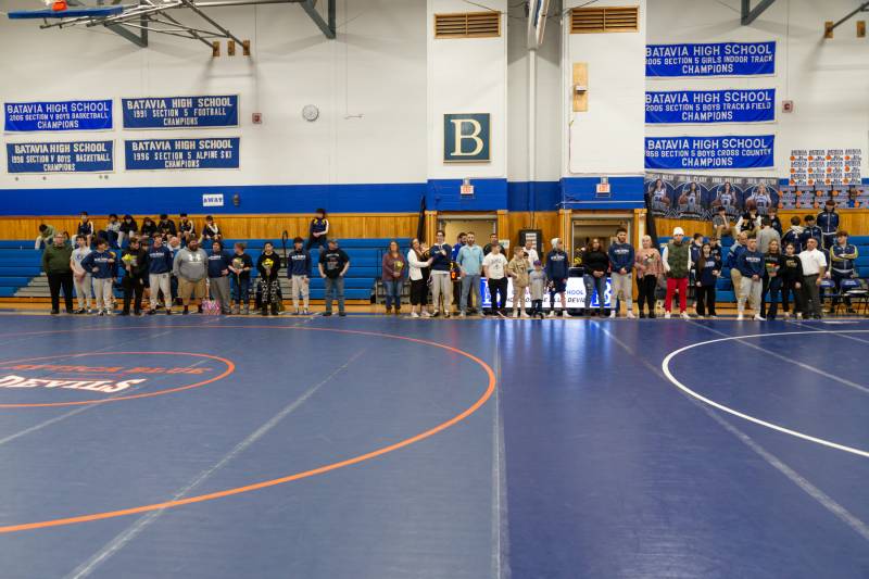 Seniors recognized with their parents on last home match in Batavia.  Photo by Steve Ognibene