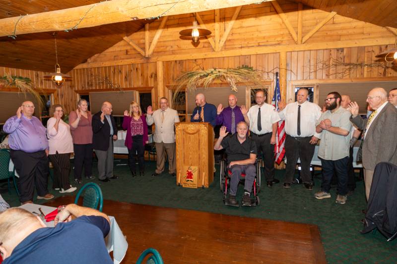 Members of Bethany Fire Department were installed for the 2024 year.  Photo by Steve Ognibene