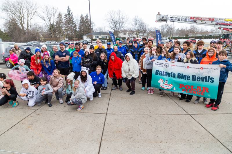 Over 100 people participated in this years 2024 Polar Plunge at john Kennedy Intermediate School.  Photo by Steve Ognibene