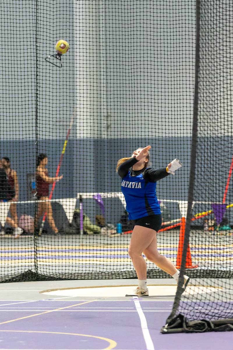 Ava Wierda won the girls weight throw.  Photo by Steve Ognibene