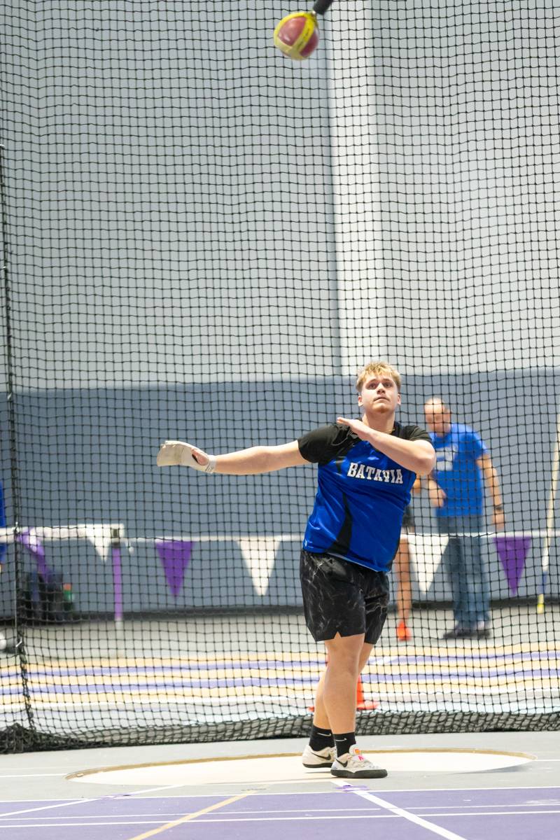 Sheldon Silverling took first place in both the shotput and weight throw.  Photo by Steve Ognibene