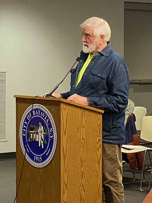 Stafford resident Frank Loncz, who owns rental properties in the city of Batavia, decided to share some thoughts and ask questions during Monday's City Council conference session at City Hall.  Photo by Joanne Beck