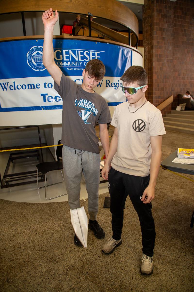 Mystery Challenge drop horizontal airplane,  1st place Myles Wahr, Cooper Konieczny  from Batavia High School  Photo by Steve Ognibene