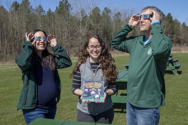 Left to Right pictured Ashley MCKeown, acorns friends group Claudia Nusstein program coordinator, Brad Nickerson acorns friends group preparing the public for many events at Genesee County Park