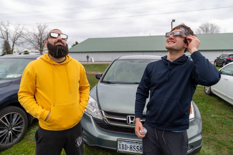 Left to Right is Aram from NYC, his friend Mike from Virgina picked him up on the way to WNY to view the Eclipse.  Photo by Steve Ognibene