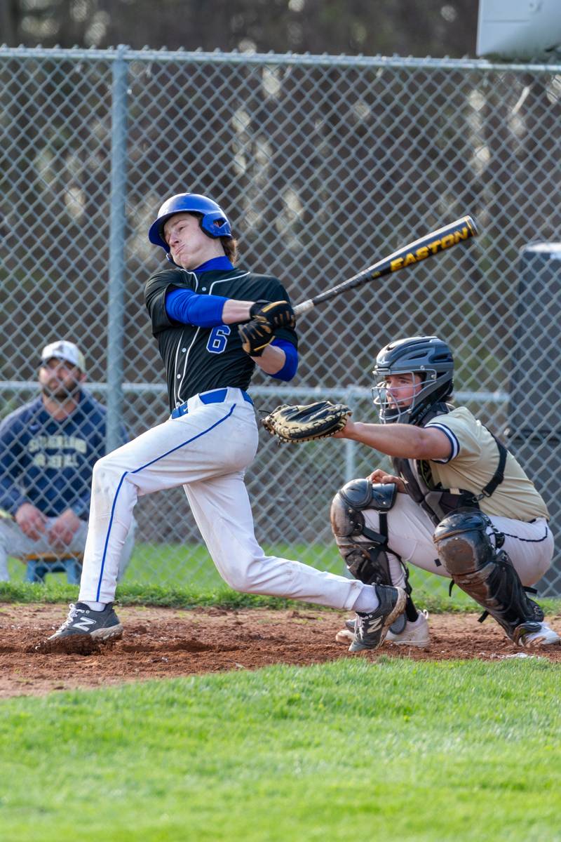 Cole Grazioplene hits a three run RBI in the third ignites Devils towards win.  Photo by Steve Ognibene