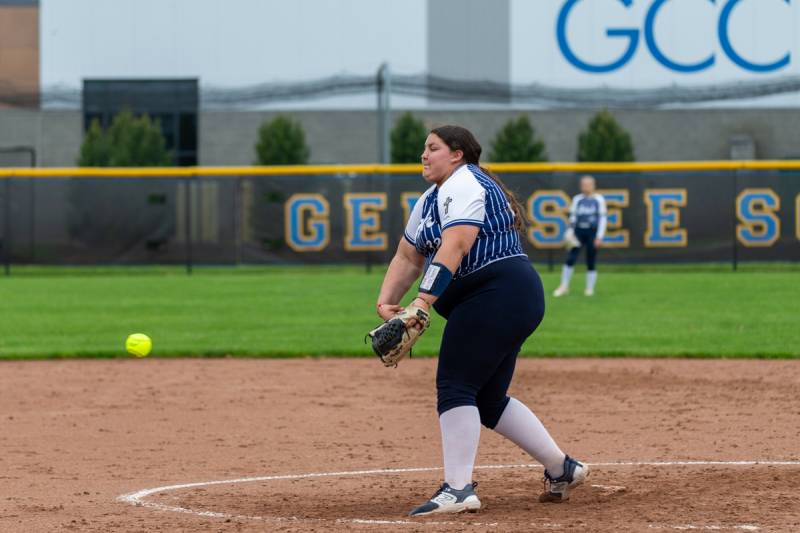 Pitcher Mia Treleaven lead the offense for Notre Dame.  Photo by Steve Ognibene
