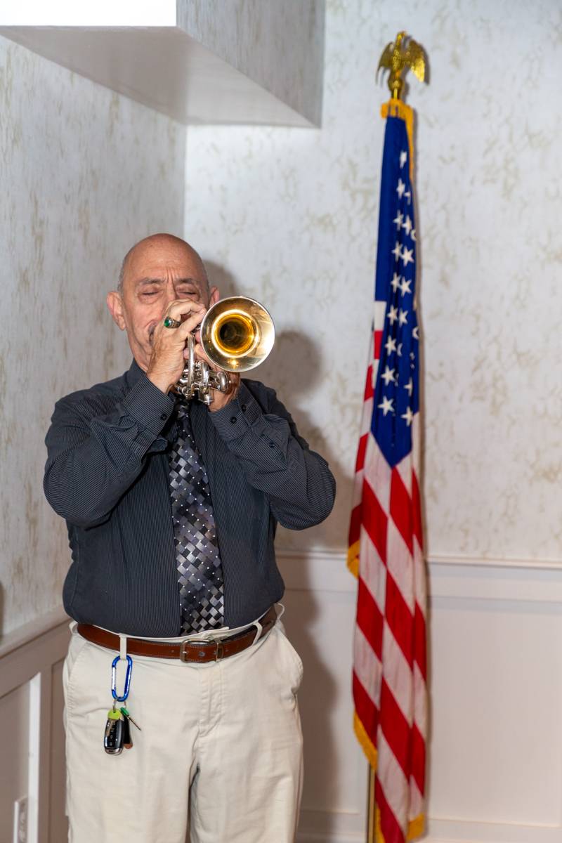 Frank Penepento played the national anthem.  Photo by Steve Ognibene