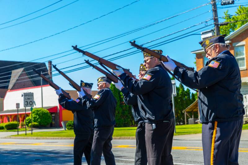 Upton monument being honored. Photo by Steve Ognibene