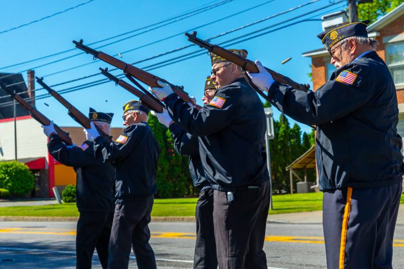 Upton monument being honored. Photo by Steve Ognibene