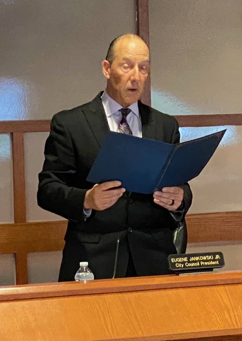 Geno Jankowski with proclamation