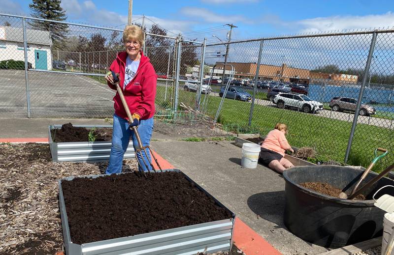 Joan Barton at garden