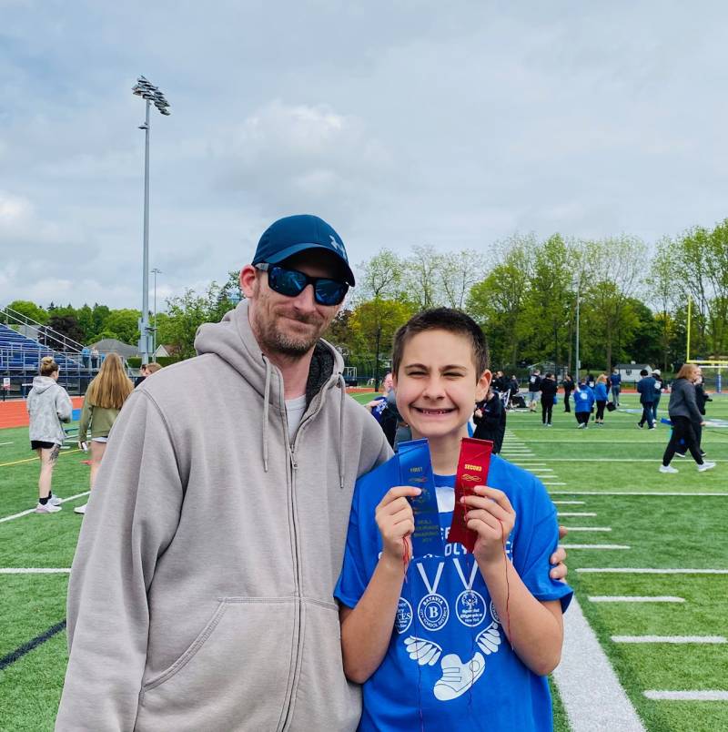 Justin and Chase with ribbons