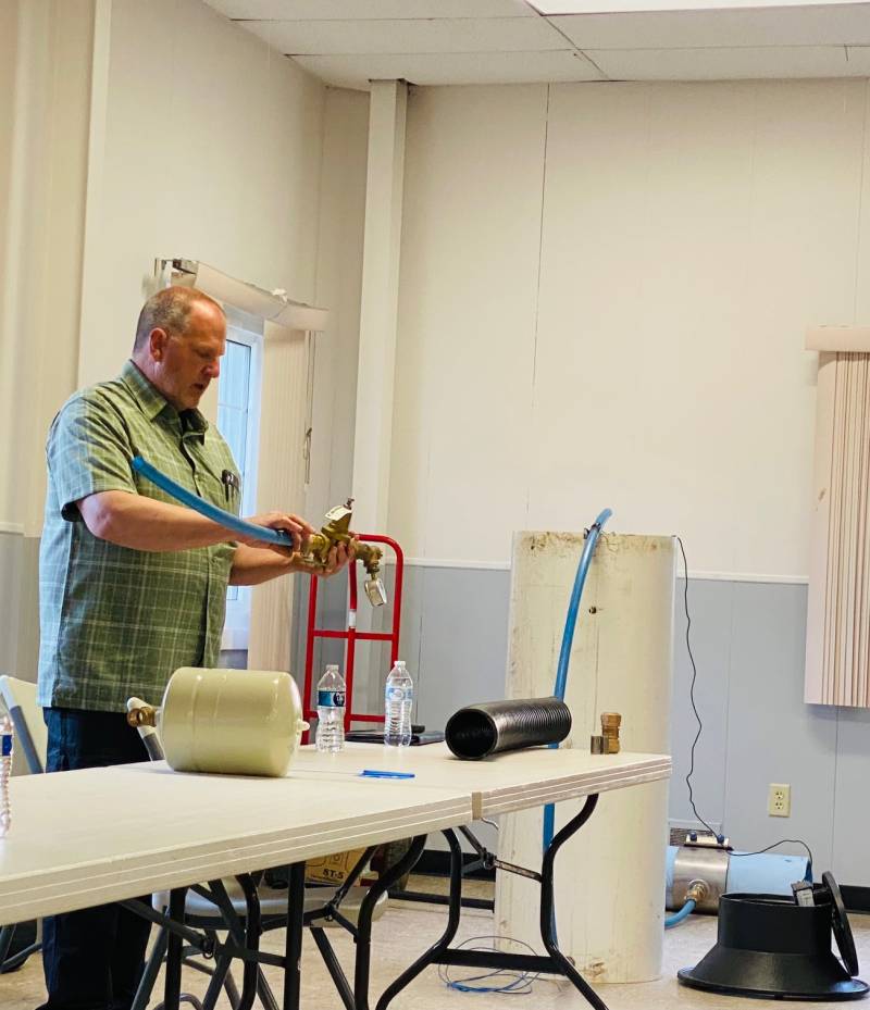 Paul Barrett with water equipment