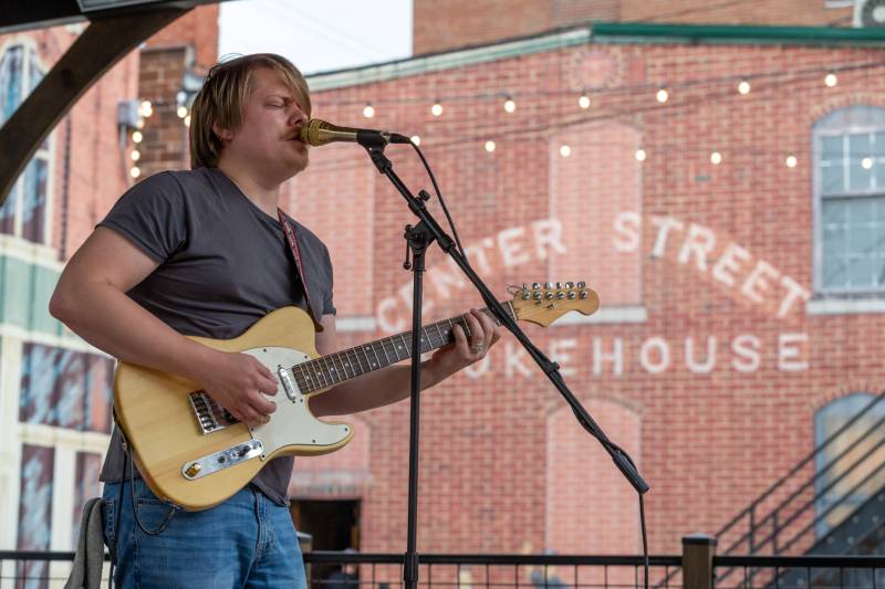 Sebastian Eräkare featured the open mic night at Jackson Square Friday evening. Photo by Steve Ognibene