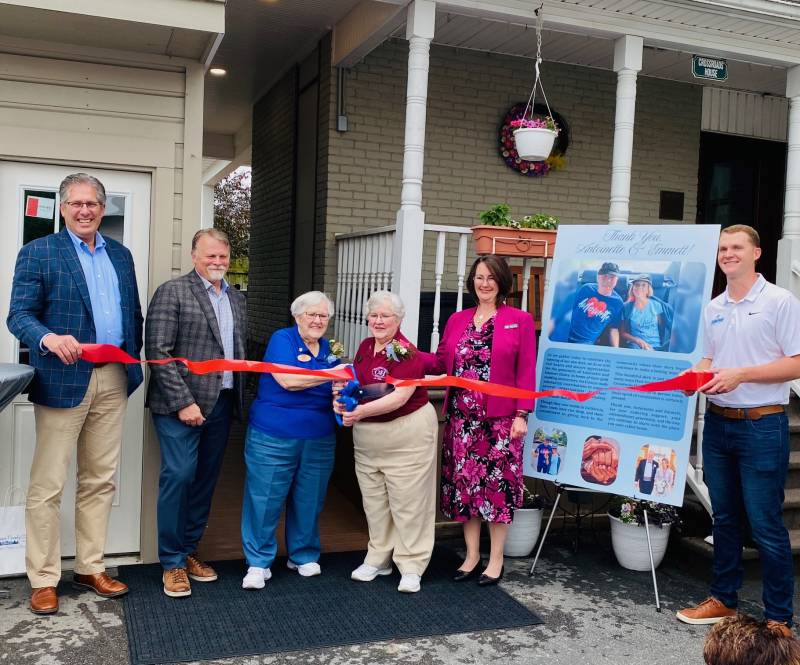 Crossroads deck ribbon cutting